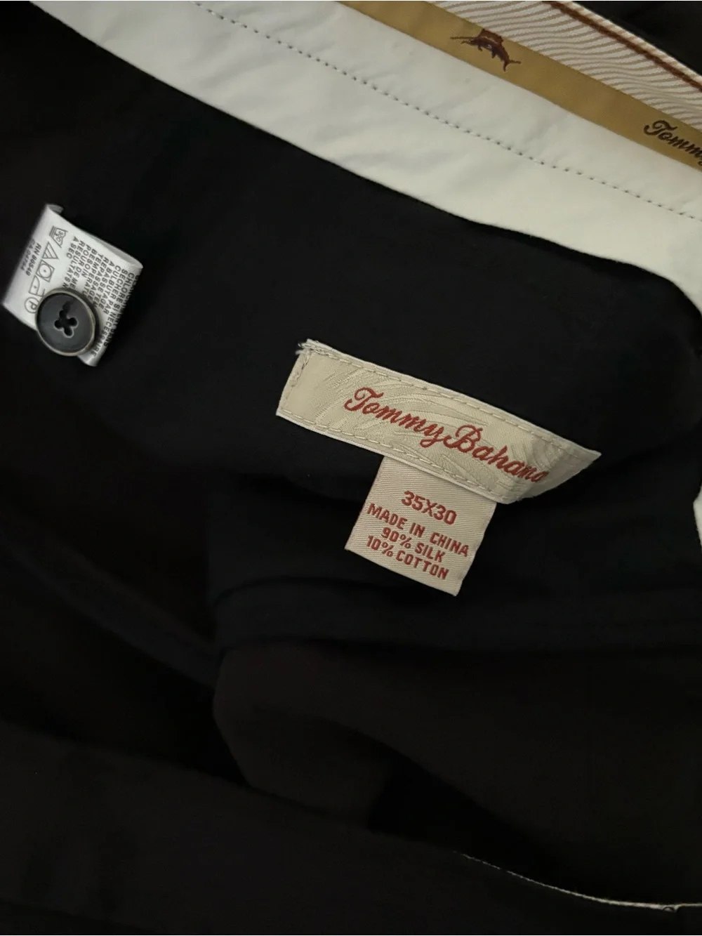 Tommy Bahama Black Pleated Silk Cotton Trousers Dress Pants Mens 35x30 Preppy